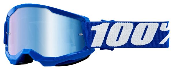 Strata 2 Youth Blue 100% Kids Goggle - Blue Mirror Lens