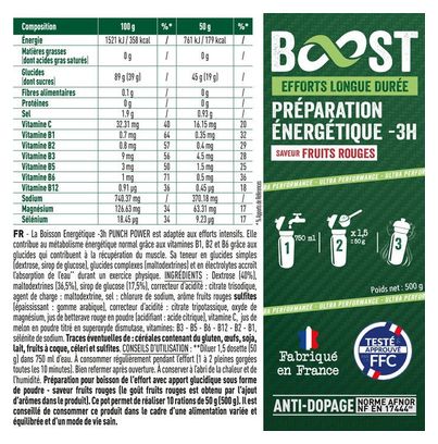 Boisson énergétique  - Boost énergétique - Courte Durée -3H - Fruits rouges