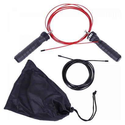 Corde à sauter professionnelle noire/rouge avec sac et poids additionnels inclus
