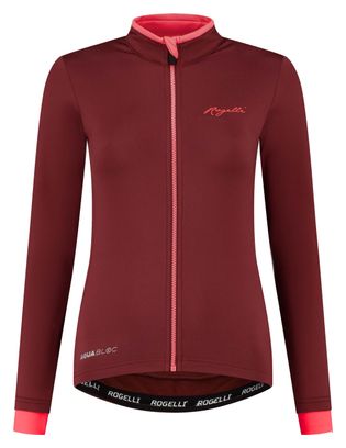 Maillot Manches Longues Velo Rogelli Essential - Femme - Bordeaux/Corail