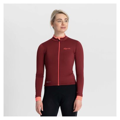 Maillot Manches Longues Velo Rogelli Essential - Femme - Bordeaux/Corail