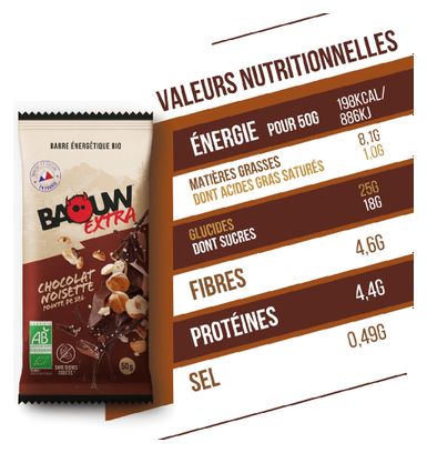 Baouw Extra Chocolade / Hazelnoot Energiereep 50g