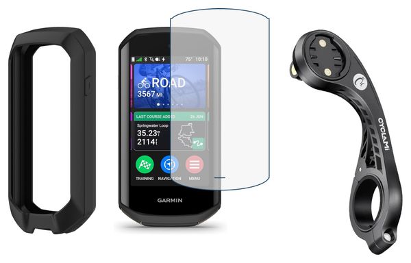 Pack Accessoires Garmin Edge 1050  (Ecran de protection + Housse + Support déporté XL optimisé Edge 1050)