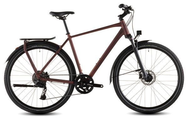Bicicletta da trekking Cube Kathmandu Pro con cambio Shimano Cues 10S, manubrio da 700 mm, colore rosso-arancio Sun Glow, modello 2026
