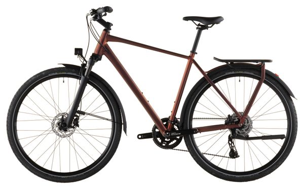 Bicicletta da trekking Cube Kathmandu Pro con cambio Shimano Cues 10S, manubrio da 700 mm, colore rosso-arancio Sun Glow, modello 2026