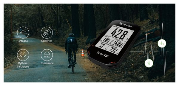 BRYTON Compteur GPS Rider 420T + Ceinture Cardio/Capteur Cadence