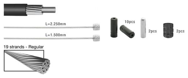 Câbles de Transmission Elvedes Basic Cable Kit Argent