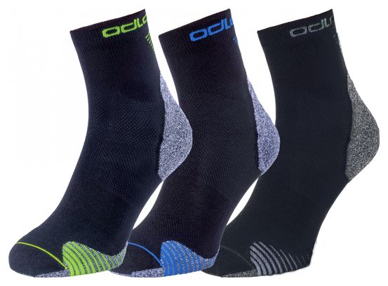 Odlo Ceramicool Quarter Multicolor Unisex Socks (3-Pair Pack)