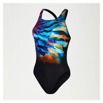 Speedo ECO+ Placement Digital Leaderback 1-piece swimsuit Black/Blue