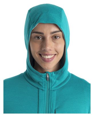 Dames Icebreaker Merinos Quantum III Turquoise Hooded Jacket