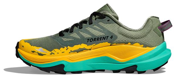 Hoka Torrent 4 Trailrunning-Schuhe Grün/Gelb/Blau Damen