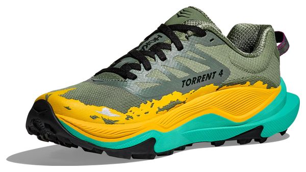 Hoka Torrent 4 Trailrunning-Schuhe Grün/Gelb/Blau Damen