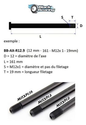 Axe de roue - Blackbearing - F12.3 (12mm-123-m12mm1-16mm)