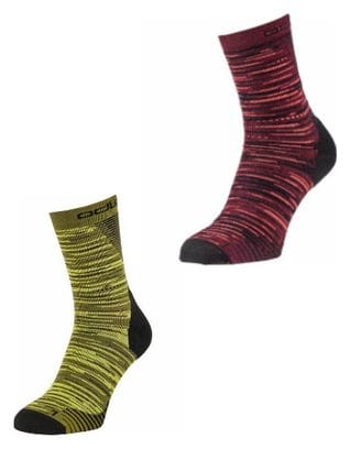 Odlo Ceramicool Run Socks Red / Yellow Unisex (2 Pair Pack)