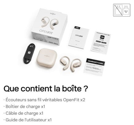 Écouteurs sans fil à oreilles libres Shokz OpenFit USB-C Beige