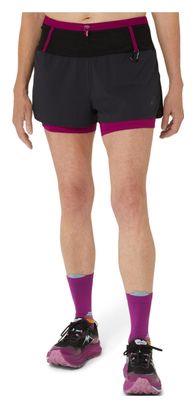 2-in-1 Shorts für Frauen Asics Fujitrail Schwarz Pink