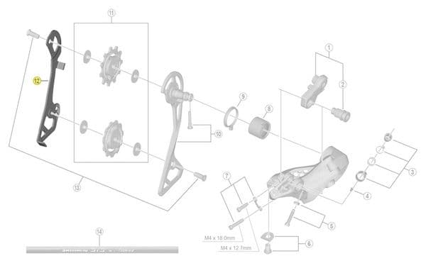 Shimano Ultegra R8000 Innenplatte (GS Typ) für RD-R8000-GS Schaltwerk