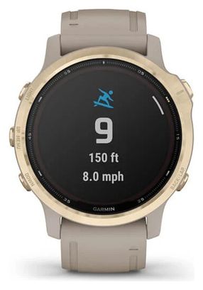Garmin fenix 6S - Pro Solar Edition GPS Watch Light Gold with Light Sand Band
