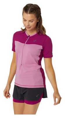 Dames Asics Fujitrail Run Short Sleeve Jersey Roze