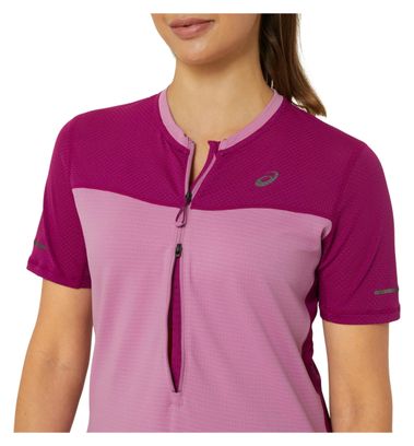 Dames Asics Fujitrail Run Short Sleeve Jersey Roze