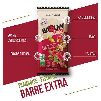 Barre énergétique Baouw Extra Framboise/Pistache - 50g