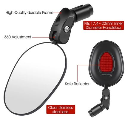 Rétroviseur de Vélo Grand Angle 360° Rotation Guidon