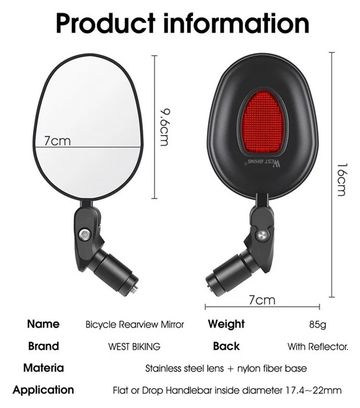 Rétroviseur de Vélo Grand Angle 360° Rotation Guidon
