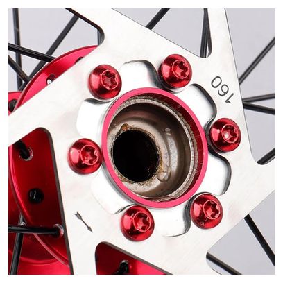 Vis Torx T25 pour disque de frein – Acier inox – M5×9 mm – Rouge – 12 pièces