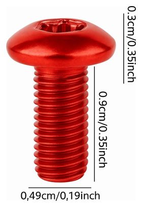 Vis Torx T25 pour disque de frein – Acier inox – M5×9 mm – Rouge – 12 pièces