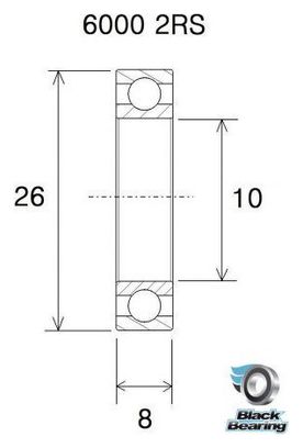 Schwarzes Lager 6000-2RS 10 x 26 x 8 mm