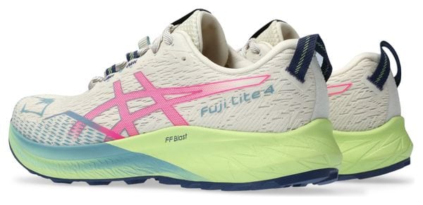 Asics Fuji Lite 4 White Pink Green Women's Trail Shoes