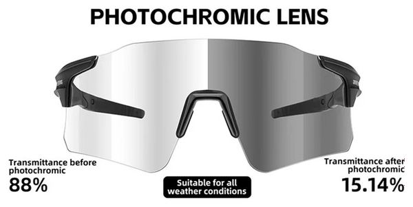 Lunettes de vélo photochromiques en polycarbonate léger - noir