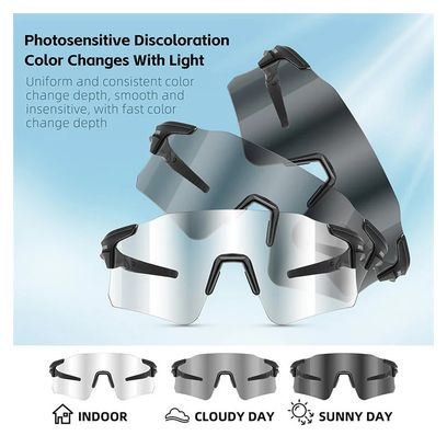 Lunettes de vélo photochromiques en polycarbonate léger - noir