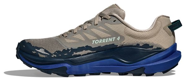 Hoka Torrent 4 Trailschoenen Beige/Blauw Heren