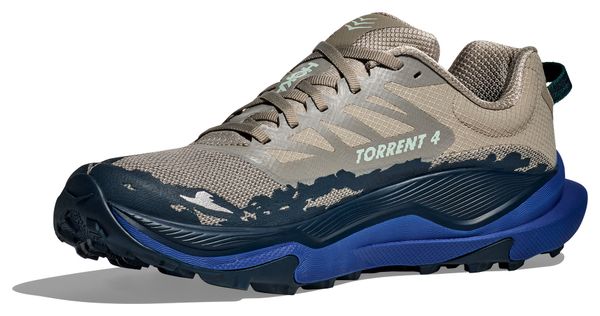 Hoka Torrent 4 Trailschoenen Beige/Blauw Heren