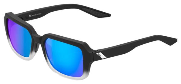 Rideley 100% Fade Brille Schwarz / Weiß - Blau verspiegelte Linsen