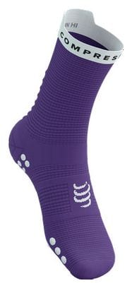 Chaussettes Compressport Pro Racing Socks v4.0 Run High Violet/Blanc