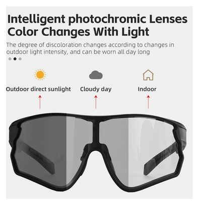 Lunettes de vélo photochromiques anti-vent - noir