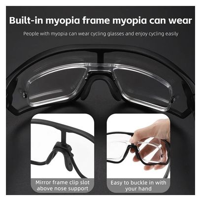 Lunettes de vélo photochromiques anti-vent - noir