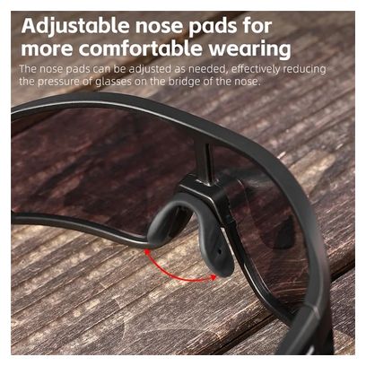 Lunettes de vélo photochromiques anti-vent - noir