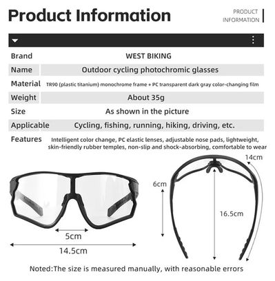 Lunettes de vélo photochromiques anti-vent - noir