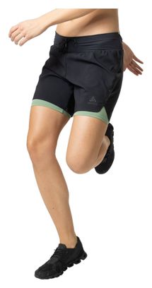 Pantalones cortos 2 en 1 Odlo X-Alp Trail 6 pulgadas para mujer Negro/Caqui
