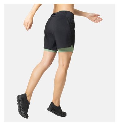Pantalones cortos 2 en 1 Odlo X-Alp Trail 6 pulgadas para mujer Negro/Caqui