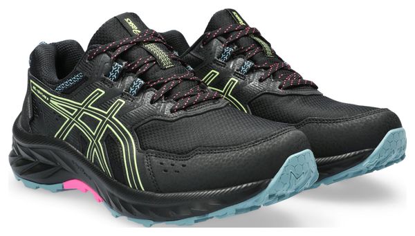 Chaussures Trail Asics Gel Venture 9 Waterproof Noir Jaune Bleu Femme