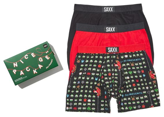 3er-Pack Saxx Ultra Super Soft Boxershorts Rot/Schwarz