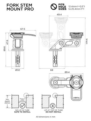 Quad Lock Fork Stem Mount Pro voor Motorfiets