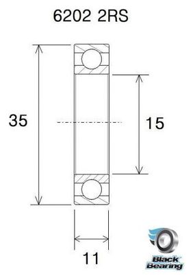 Zwart lager B5 6202-2RS 15 x 35 x 11