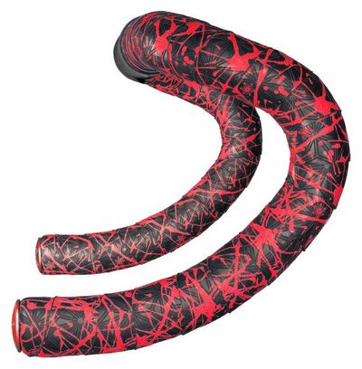 Supacaz Super Sticky Kush Limited Splat Neon Red Hanger Ribbon with Caps