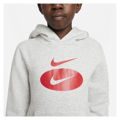 Sudadera Nike Sportswear Con Capucha Gris Rojo Niños S