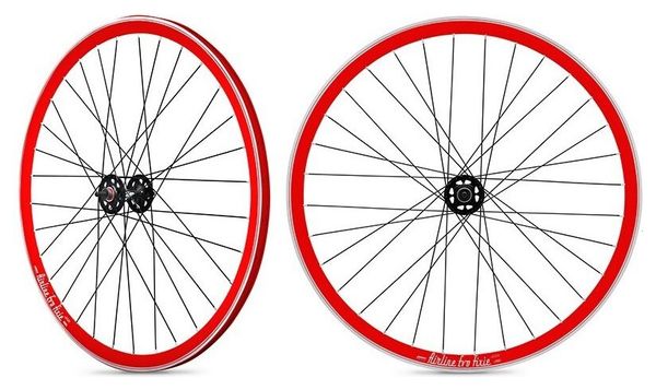 Roue arriere fixie jante rouge moyeu noir Rodi